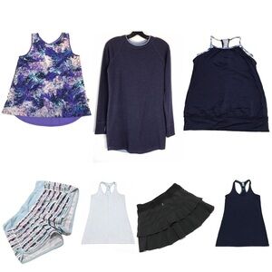 Ivivva 7 Piece Bundle Racerback Tanks Dress Skirt Speedy Shorts Dual Tank Bra